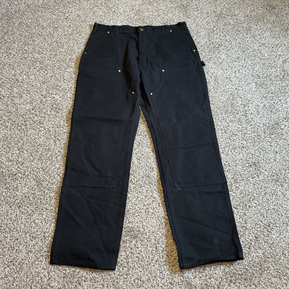 Carhartt B01 BLK Double Knee Work Pants Mens 38x34 Dungaree Fit Wide Leg
